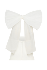 Maryam Tulle Bow Top - White